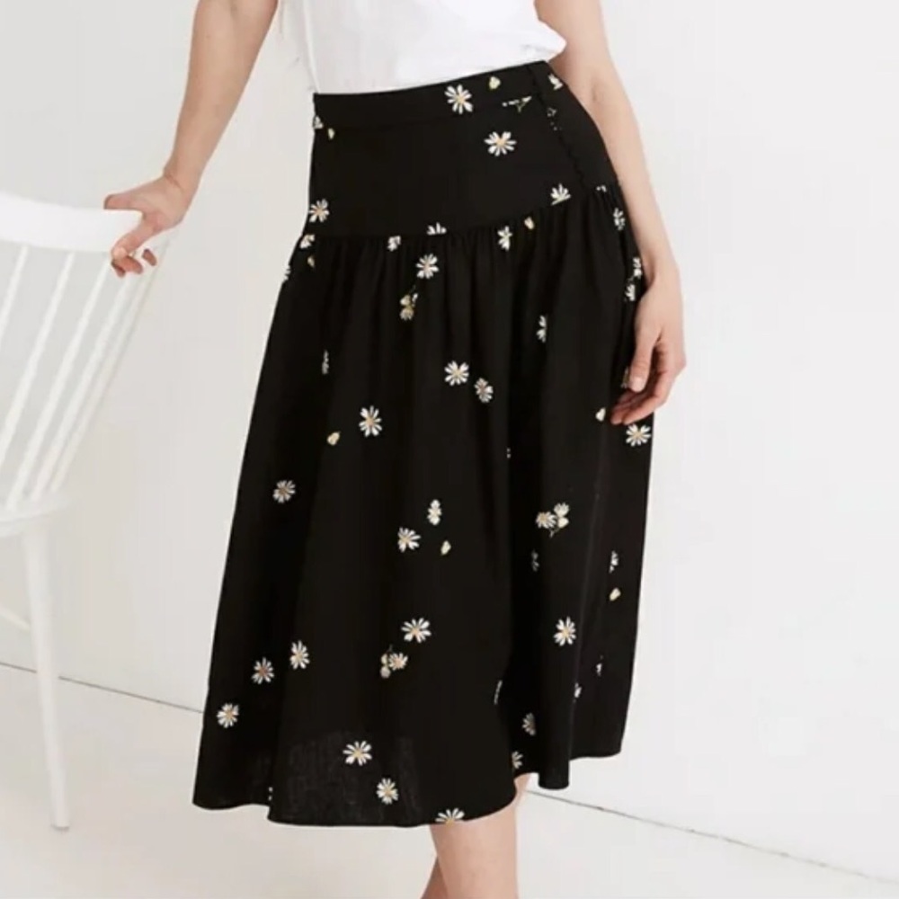 Madewell Midi Skirt - Lazy Daises Size 2 NWT